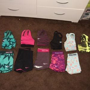 Nike sports bra and spandex/ shorts